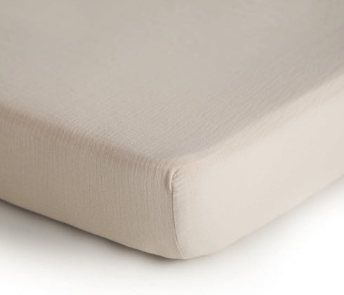 24"x 38" mushie Extra Soft Muslin Fitted MINI Crib Sheet | (Fog)