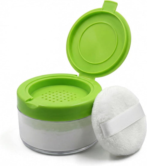 XINGZI 1Pcs Empty Refillable Baby Talcum Powder Box with Green Lid Sifter and