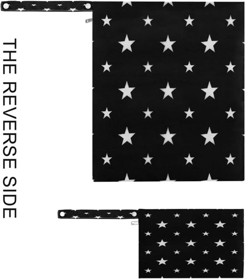 Haskirky 2 Night Stars Black Pcs Cloth Diaper Wet Dry Bags,Waterproof and Washable Bag for Travel Reusable Wet Bag