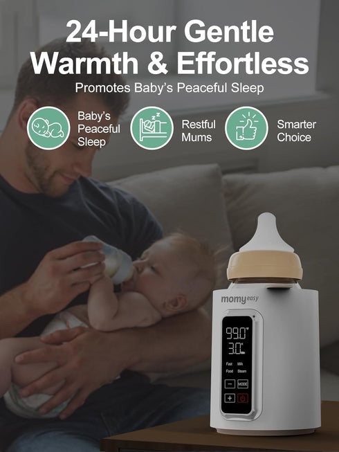 2-Minute MOMYEASY Fast Baby Bottle Warmer - Steam Heating for Breastmilk & Formula, Fits All Bottles, Precise Temp