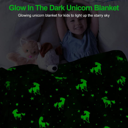 Personalized Baby Blankets for Girls, Unicorn Blanket for Girls, Glow in The Dark Blankets, Kids Blankets for Girls, Unicorns Gifts for Girls, Toddler Blanket for Girls, Fleece Blanket 30"x40" by TEHALK