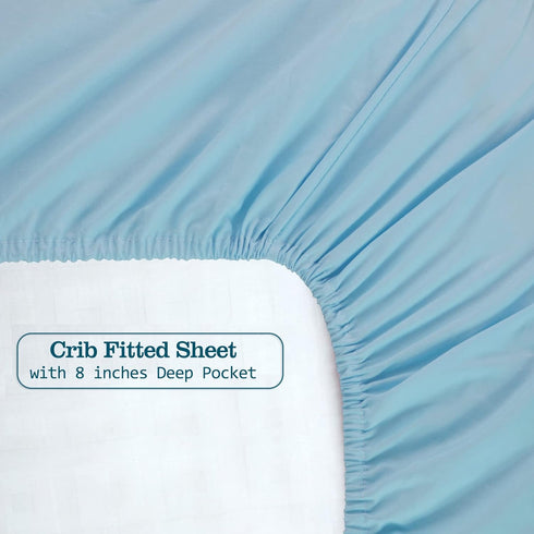28x52 Baby Crib Fitted Sheet Poplin Cotton Standard Crib Sheet Toddler Mattress Sheet Cover Solid Blue Boy Bed Sheet