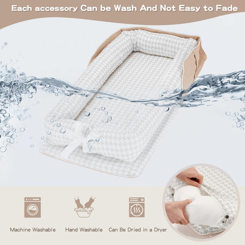 Cozy Baby Lounger for Newborn, Portable Breathable Baby Nest Infant Lounger Adjustable U-Shaped Safety Bumper
