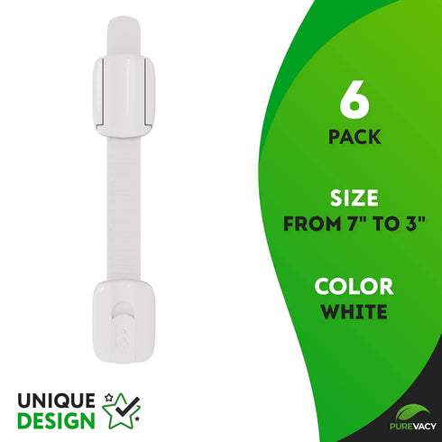6 Pack Child Safety Strap Locks. Child Locks for Cabinets No Drilling. Sticky Child Safety Drawer Locks Baby Proofing. Refrigerator Strap Lock for Kitchen
