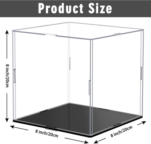Clear Self-Assembly Acrylic Display Case Transparent Dust Proof Protection Showcase for Figurine Toys (8 x 8 x 8 Inch)