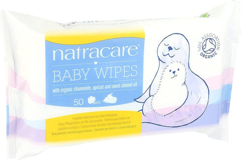Natracare Organic Cotton Baby Wipes, 50 Count, Pack of 4