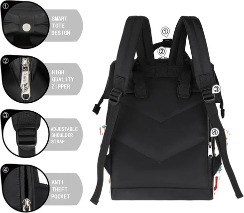 Hsnar Backpack Christmas Stockings Waterproof Diaper Bag Large Capacity Baby Bag with Stroller Straps, Multi-Pocket