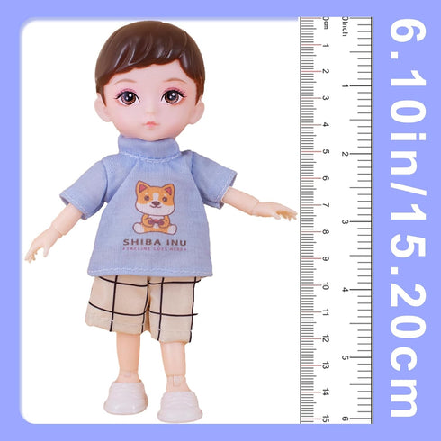 6 Inches Set, Boy Dolls Ball Jointed Doll Kids Boy Doll with Clothes,with Gift Box and Greeting Card, Ideal Gift