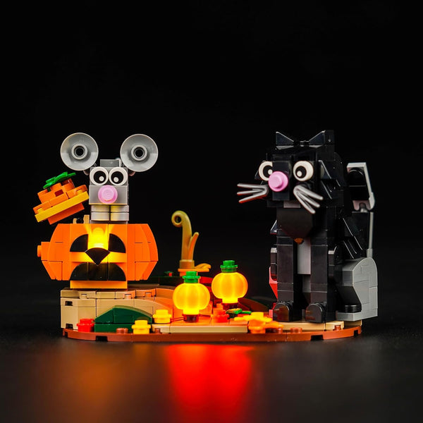 Upgraded LED Light Kit for LEGO Halloween Cat & Mouse Building Set, Compatible with LEGO 40570