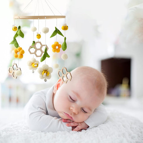 Adorable Bee-Themed Crib Mobile - Soft Nursery Decor for Infants