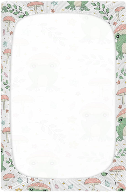 KICPOAY 52 28 Cute Frog Mushrooms Leaves Fitted Crib Sheets Stretchy Portable Playard Sheets for Baby Toddler
