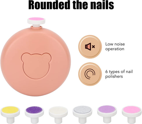 Trimmer, Set 6 ZJchao Electric Baby Nail Nail File Tool with Grinding Heads for Infant Baby (Vibrant Orange)