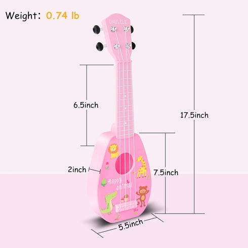 17" 4 3, 4, 5, 6, 7 YOLOPARK Kids Toy Guitar for Girls Boys, Mini Toddler Ukulele Guitar with Strings Keep Tones Can