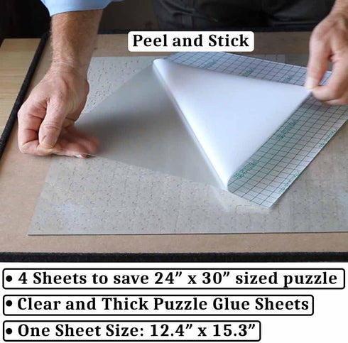 5 1000 Preserve X Piece Puzzle Clear Glue Sheets Adhesive Saver Peel and Stick Extra Large Thick No Mess with Hanging