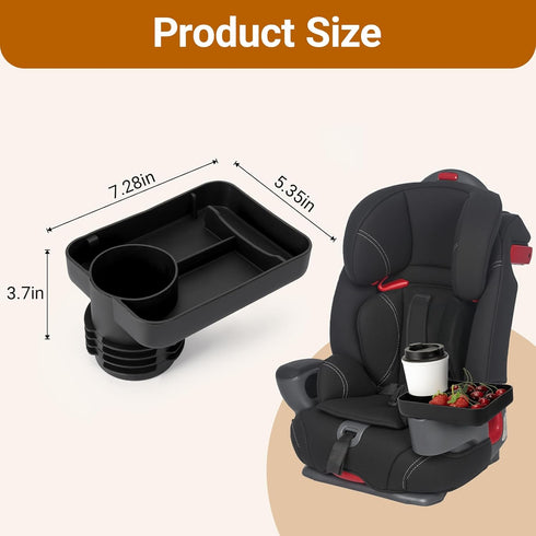 Travel Tray for Kids Car Seat - Silicone Car Seat Cup Tray, Travel Tray for Car Seat with Expandable Base for Fruit