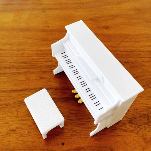 Piano Keyboard Toy for Kids, Dollhouse Piano Model with Miniature Stool, Musical Educational Toy for Fairy Garden