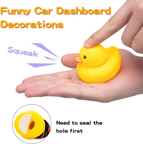 wonuu Rubber Duck Car Decorations - Cute Yellow Duck Dashboard Ornaments with Propeller (W-8&Black)