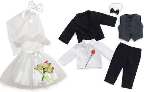 Doll Clothes Accessories First Communion Wedding Dress and Suit Set for American 18 inch Doll Boy and Girl