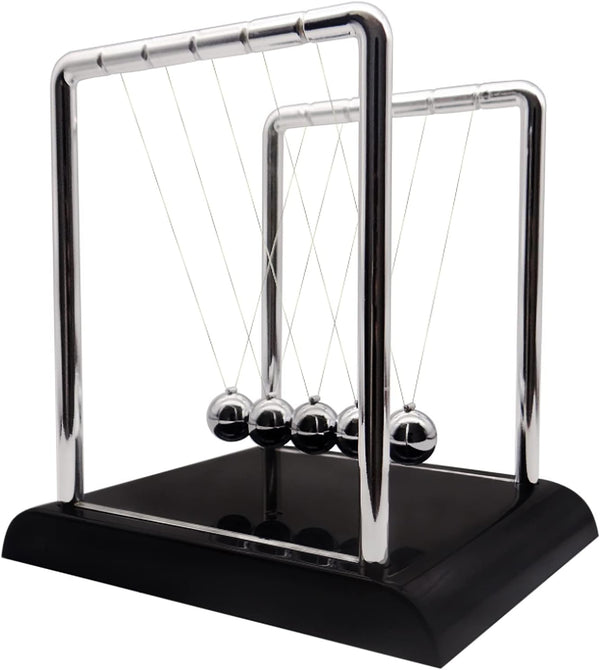 Newtons Cradle Balance Pendulum, Swinging Kinetic Balls, Fun Science Learning Physics Toy, Calm Down Fidgets Kit (Large