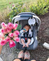 THREE LITTLE TOTS Black and White Stop No Touching Baby Car Seat Sign, CPSIA Safety Tested Stroller Tag