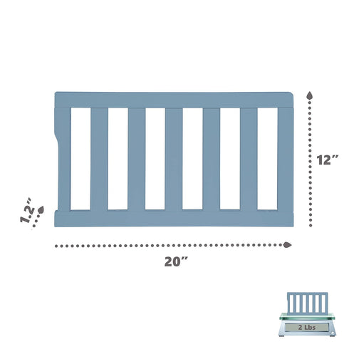 Convertible Crib Toddler Guard Rail - Dusty Blue, Solid Wood Construction for Toddler Beds