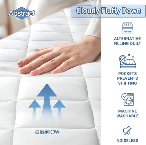 Abstract Waterproof Mini Crib Mattress Protector - Quilted Fitted Cover for Bassinet, 24" x 38" Mini Crib, White