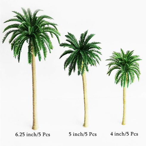 Ymeibe 15-Pack 4-6.3 Miniature Palm Trees | Tropical Coconut Model Trees with Flexible Stems | Diorama Decor, Train
