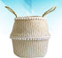 NUOBESTY Natural Round Seagrass Belly Basket with Handles for Storage, Nursery, Laundry, Picnic, and Toy Storage
