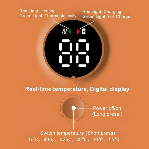 Portable Bottle Warmer, Rapid Warming with Battery-Powered Temperature Display, Waterless Milk Warming for Comfortable