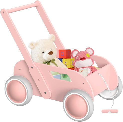 WyfKyd Wooden Baby Walker, Push and Pull Learning Walk Toys for Infants to Toddler, Walker with Wheels for Boys Girls
