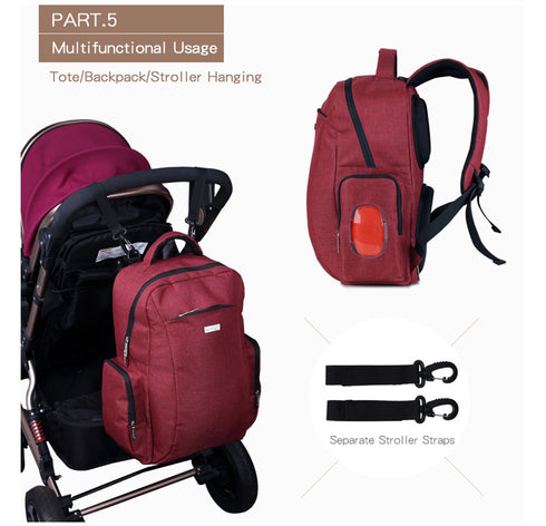 Insular Backpack Multi-Function Diaper Bag for Mom and Dad (Black)