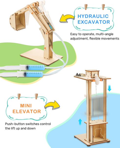 Poraxy 5 Set STEM Science Kits for Kids Age 8-12, Wooden Building Projects, 3D Puzzles, Experiment Crafts