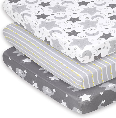 The Peanutshell Mini Crib Fitted Sheets Set, Playard, Pack Play Sheets, Playpen,