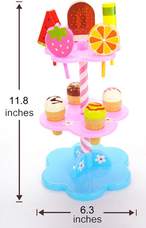 PowerTRC 22 Pcs Sweet Treats Ice Cream & Desserts Tower Playset for Kids' Adventures