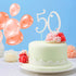 50 Cake Topper 50th Anniversary Birthday Wedding Diamond Cake Decoration for Women, Silver