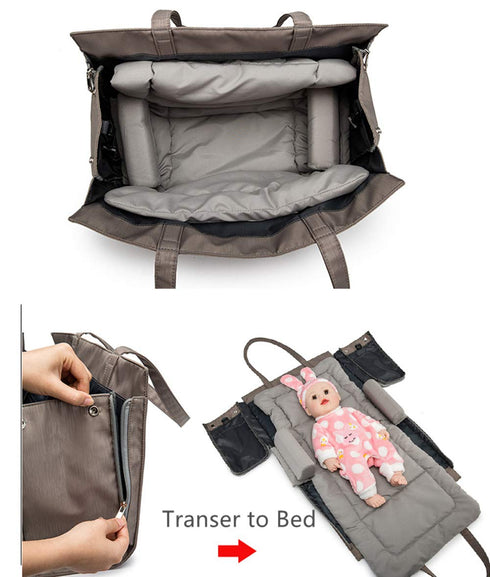 CFUN 3 1 in Universal Infant Travel Tote Bag Folding Sleeping Pad Diaper Shoulder Handbag for Baby Care (Lattice)