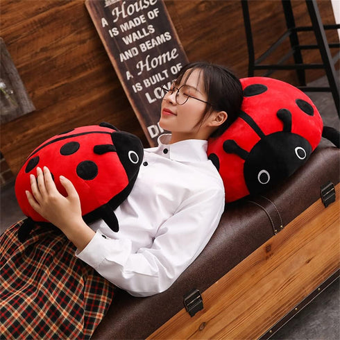 Cute Plush Toy Soft Ladybug Pillow Cushion - Novelty Gift for Children, Red, 65cm/25inch