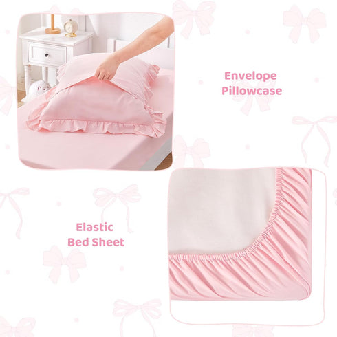 Set Set, 4 Wowelife Princess Toddler Bedding for Girls, Boho Toddler Bed Pieces Ruffles Jacquard Embroidery Toddler
