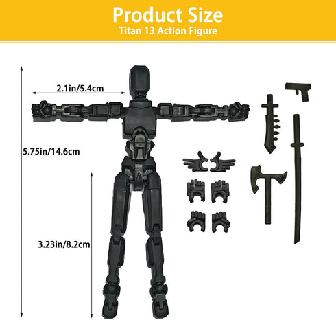 BVVLI T13 Set, 10PCS 3D 13 Dummy 13 Action Figure Robot Printed Toys Lucky Titan Action Figure with Multiple