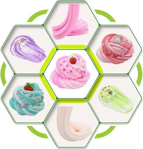 15 Pack Two-Toned Butter Slime Kit for Girls, Super Soft Non-Sticky Toy, DIY Educational Slime Toys