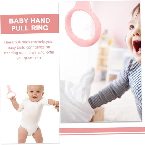 VANZACK Baby Bed Pull Ring, Baby Playpen Pull up Rings Standing Walker Crib Tool Ring Baby Walking Exercises Assistant Rings, Pink 4Pcs