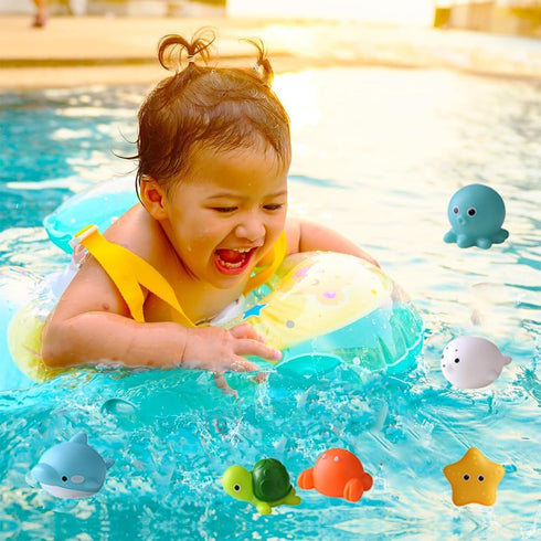WYNAKESHU No Hole Animal Bathtub Toys Baby Bath Tub Toys for Toddlers Boys Girls , Mold Free Bath Toys Tub Beach Pool