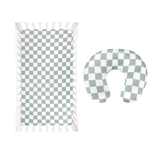 Nursing Pillow Cover and Fitted Crib Sheets for Baby Boys and Girls,