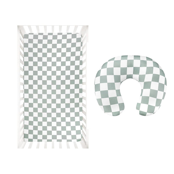 Nursing Pillow Cover and Fitted Crib Sheets for Baby Boys and Girls,