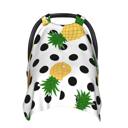 Hcpwzrf Pineapples Large Black Polka Dots Baby Car Seat Cover & Nursing Cover - Breathable Stretch Multi-Use Cover