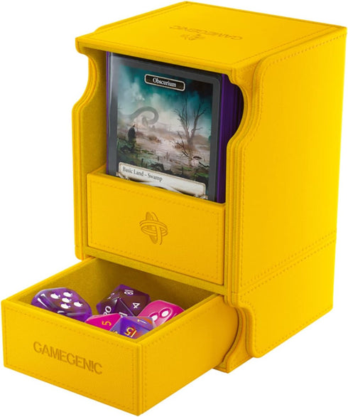 Gamegenic Watchtower 100+ XL Convertible Deck Box, Double-Sleeved Card Storage, Holds Up to 100 Cards, Yellow Color