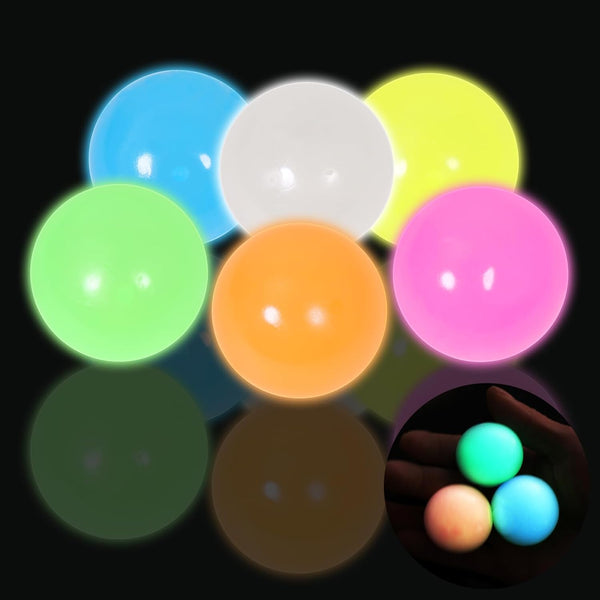 FauKait 6pcs-2.4in Dream Balls,Glow in The Dark Sticky Balls That Stick to The