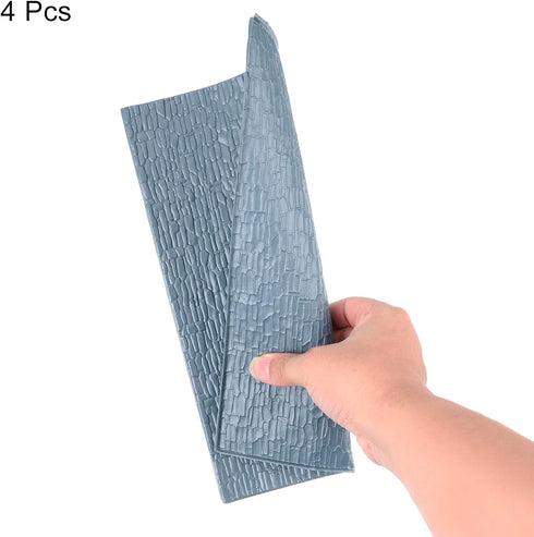 MECCANIXITY Miniature Roof Tiles, PVC Model Roof Tiles for DIY Model Building, Dark Grey Pack of 4