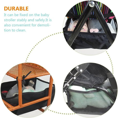 ibasenice Baby Stroller Bottom Basket Organizer Universal Lightweight Stroller Storage Bag with Large Capacity