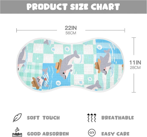 tplaotee 22x11in Cartoon Dolphin Green Blue Cute Cotton burping Cloths for Babies Good Absorbent? Baby wash Cloth